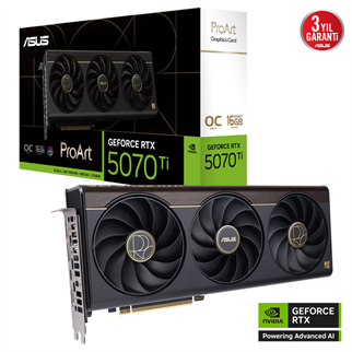 ASUS PROART-RTX5070TI-O16G, 16Gb, 256Bit, GDDR7, 1xHDMI, 2xDP, 1xType-C, GAMING Ekran Kartı