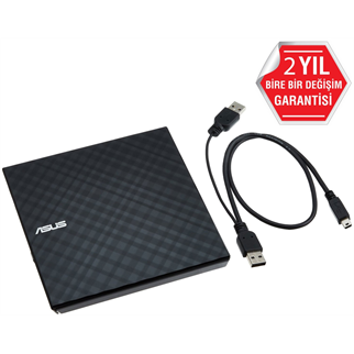 ASUS SDRW-08D2S-U Lite, Usb 2.0, External, Siyah, Slim, Optik Okuyucu/Yazıcı