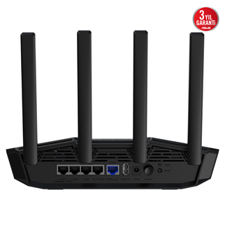 ASUS TUF-BE3600, BE3600, 4 Port, 3600Mbps, Dual Band, WİFİ 7, AiMesh, AiProtection Pro, GAMING Extendable Router