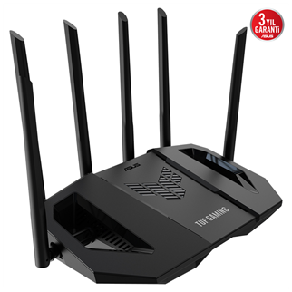 ASUS TUF-BE6500, BE6500, 3 Port, 6500Mbps, Dual Band, WİFİ 7, AiMesh, AiProtection Pro, GAMING Extendable Router