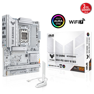 ASUS TUF GAMING B850-PRO WIFI7 W NEO DDR5 HDMI-DP PCIE 5.0 AM5 ATX Anakart Beyaz