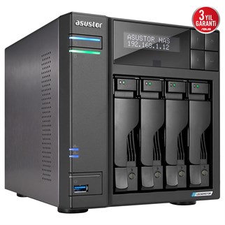 ASUSTOR 4diskli Celeron QC- 4GB RAM-2-2.5GbE Nas Server AS6704T v2