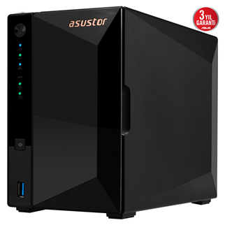 ASUSTOR AS3302T V2, 2Gb DDR4 Ram, 2 Yuvalı (2x20TB Destek), 1x2.5GbE Network, 3xUSB 3.2, Tower NAS (Yedekleme) Cihazı