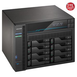 ASUSTOR AS6508T, 8Gb DDR4 Ram, 8 Yuvalı (8x22TB Destek), 2xM.2 NVMe PCI-e, 2x10GbE, 2x2.5GbE Network, 2xUSB 3.2, Tower NAS (Yedekleme) Cihazı