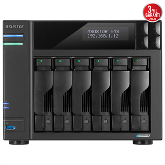 ASUSTOR AS6706T CELERON QC- 8 GB RAM- 6-diskli Nas Server (Disksiz)