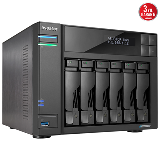 ASUSTOR AS6706T CELERON QC- 8 GB RAM- 6-diskli Nas Server (Disksiz)