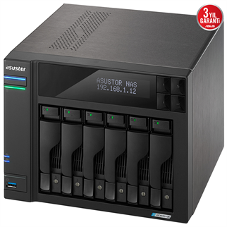 ASUSTOR AS6706T CELERON QC- 8 GB RAM- 6-diskli Nas Server (Disksiz)