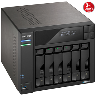 ASUSTOR AS6706T CELERON QC- 8 GB RAM- 6-diskli Nas Server (Disksiz)