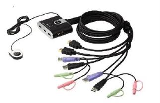 Aten CS692 2 Port USB 2.0 HDMI KVMP 2-Port USB HDMI-Audio Cable KVM Switch with Remote Port Selector