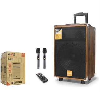 BAAB BQ12 Çift Karaoke Mikrofonlu Bluetooth Hoparlör FM Radyo 40W 12 İnç Kumandalı Ahşap
