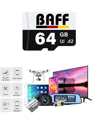 BAFF MicroSD 64GB UHS-I U3 A2 V30 Hafıza Kartı
