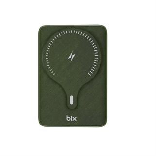 BİX 10000mAh BXPB105-GRE 22.5W-15W Type-C Micro USB KABLOSUZ LED GÖSTERGELİ Yeşil POWERBANK
