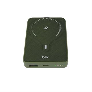 BİX 10000mAh BXPB105-GRE 22.5W-15W Type-C Micro USB KABLOSUZ LED GÖSTERGELİ Yeşil POWERBANK