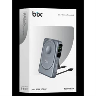BİX 10000mAh TPB16-GR 6SI 1 ARADA OLED EKRANLI Gri KABLOSUZ POWERBANK