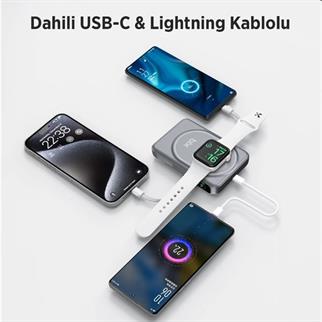 BİX 10000mAh TPB16-GR 6SI 1 ARADA OLED EKRANLI Gri KABLOSUZ POWERBANK