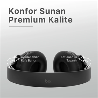 BIX BH2-BK Siyah Soundcraft BH2 Katlanabilir Kablosuz Kulaklık