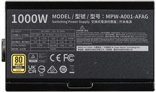 COOLERMASTER 1000W 80+ GOLD 12cm Fanlı Full Moduler Power Supply MPW-A001-AFAG-BEU
