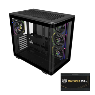 COOLERMASTER 850W 80+ GOLD ELITE 600 Curve TG E600-KGNN85-S01 4x12cm ARGB Siyah Gaming MıdTower PC Kasası