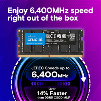 CRUCIAL CT16G64C52CS5, 16Gb, 6400Mhz, DDR5, CL52,  SODIMM, Notebook RAM (By Micron)