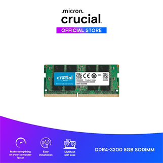 CRUCIAL CT8G4SFRA32A, 8Gb, 3200Mhz, DDR4, CL22,  1.2V, SODIMM, Notebook RAM (By Micron)