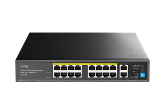 CUDY 16port PoE 200w 1-SFP/2-Uplink 10/100 Yönetilemez Switch FS1018PS1