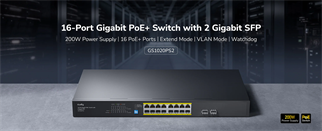 CUDY 16port PoE 200w 2-SFP Gigabit Yönetilemez Switch GS1020PS2