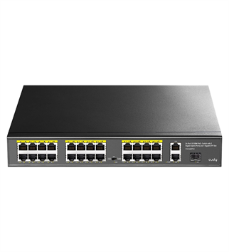 CUDY 24port PoE 300w 1-SFP 2-Uplink Gigabit Yönetilemez Switch FS1026PS1