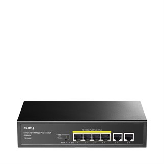 CUDY 6port / 4port PoE 60w 10/100 2-Uplink Yönetilemez Metal Switch FS1006P