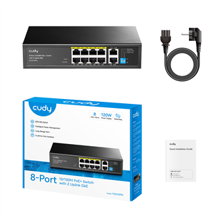 CUDY 8port PoE 120w 2-Uplink 10/100  Yönetilemez Switch FS1010PG