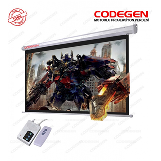 Codegen EX-24 MOTORLU PROJEKSİYON PERDESİ 240x200 Elektrikli Uzaktan Kumandalı (Arkası Siyah Fonlu - Duvar/Tavan Asılabilir)