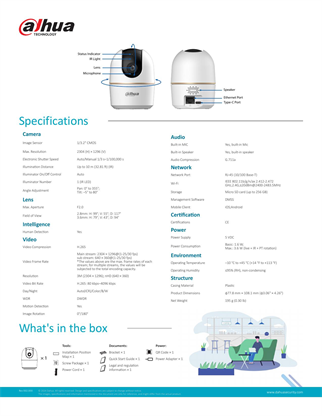 DAHUA 3MP Küp 2.8mm Wıfı Kablosuz IP Kamera HPT1330DA-STW