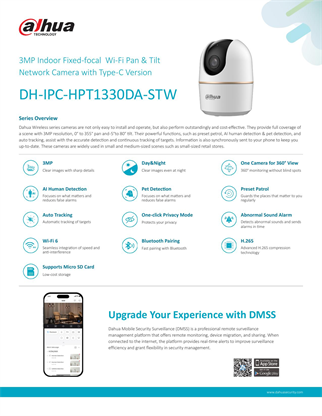 DAHUA 3MP Küp 2.8mm Wıfı Kablosuz IP Kamera HPT1330DA-STW
