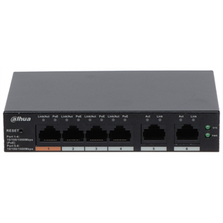 DAHUA CS4006-4GT-60, 4 Port, Gigabit, PoE 60W, 2 Port Uplink, Cloud Yönetilebilir, Switch