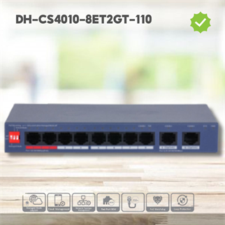 DAHUA CS4010-8ET2GT-110 8 Port, Megabit, PoE 110W, 2 Port Uplink, Cloud Yönetilebilir, Switch