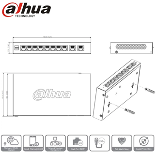 DAHUA CS4010-8ET2GT-110 8 Port, Megabit, PoE 110W, 2 Port Uplink, Cloud Yönetilebilir, Switch