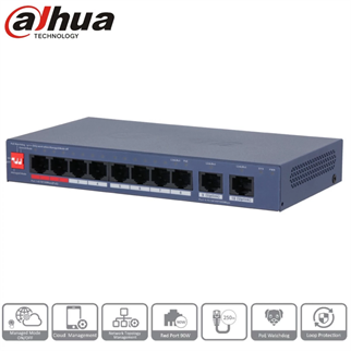 DAHUA CS4010-8ET2GT-110 8 Port, Megabit, PoE 110W, 2 Port Uplink, Cloud Yönetilebilir, Switch