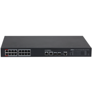 DAHUA S4220-16GT-240, 16 Port, Gigabit, PoE 240W, 2 Port Gigabit Uplink, 2 Port SFP Gigabit Combo, Longe Range 250Mt, Cloud Yönetilebilir, Switch