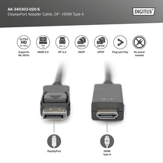 DIGITUS DP-HDMI Görüntü Kablosu 2m (AK.340303.020.S)