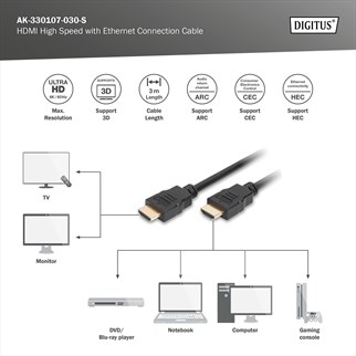 DIGITUS HDMI 4K Görüntü Kablosu 3m (AK-330107-030-S)