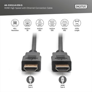 DIGITUS HDMI Görüntü Kablosu 5m (AK-330114-050-S)