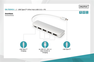 DIGITUS USB-C 4Port USB Çoklayıcı Hub (DA-70242-1)