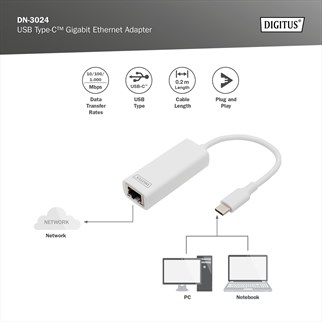 DIGITUS USB-C Gigabit Harici Ethernet (DN-3024)