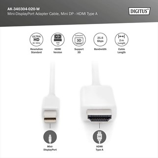 DIGITUS mDP-HDMI Görüntü Adaptörü (AK.340304.020.W)