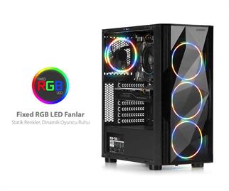 Dark Diamond PRO 4x12cm Fan, 1x USB3.0, 2x USB2.0 Full Akvaryum Oyuncu Kasası (Psu yok)