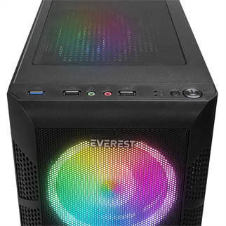 EVEREST CREST-V1, Mesh, PSU Yok, 4x12cm RGB Fan, Temperli Cam Yan Panel, ATX, GAMING KASA