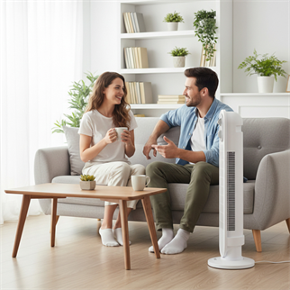 EVEREST FAN14, BEYAZ, 3 Kademeli Hız, Kule Tipi, 50W, Zamanlama Ayarlı, Sağ ve Sol Salınım,  Vantilatör
