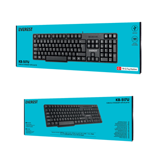 EVEREST KB-517U, USB Kablolu, Türkçe Q,  Standart Klavye (Siyah)