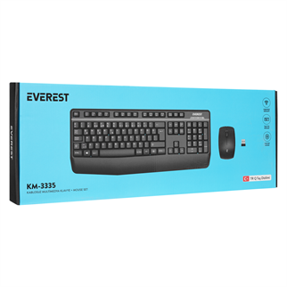 EVEREST KM-3335, Siyah, 2.4Ghz Kablosuz, Türkçe Q, Multimedya, Klavye Mouse Set