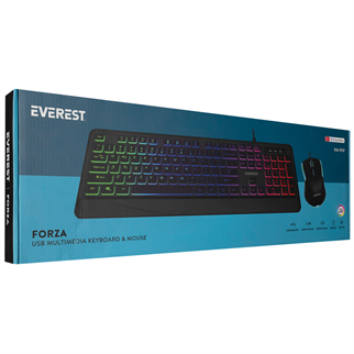 EVEREST KM-R59, FORZA, USB Kablolu, Türkçe Q, Rainbow Backlight, Memran Tuşlar, Gaming, Klavye Mouse Set