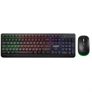 EVERST Q TR KM-1500 Siyah Kablosuz Rainbow Aydınlatmalı Q Multimedia Klavye + Mouse Set